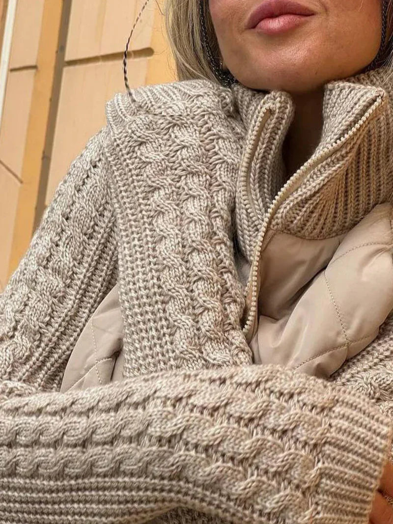 Myrivelle | Doudoune femme – Manches longues en maille, col montant, manteau d'hiver léger et chaud