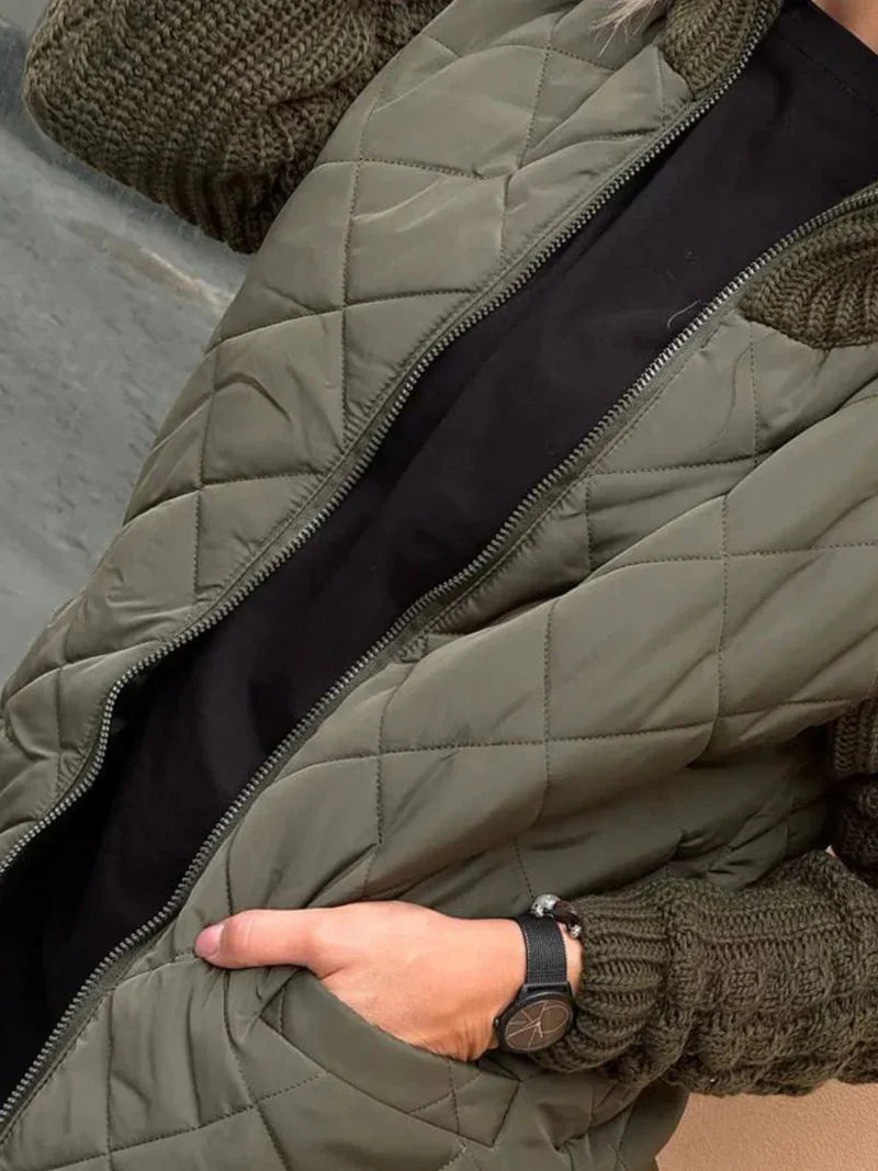 Myrivelle | Doudoune femme – Manches longues en maille, col montant, manteau d'hiver léger et chaud