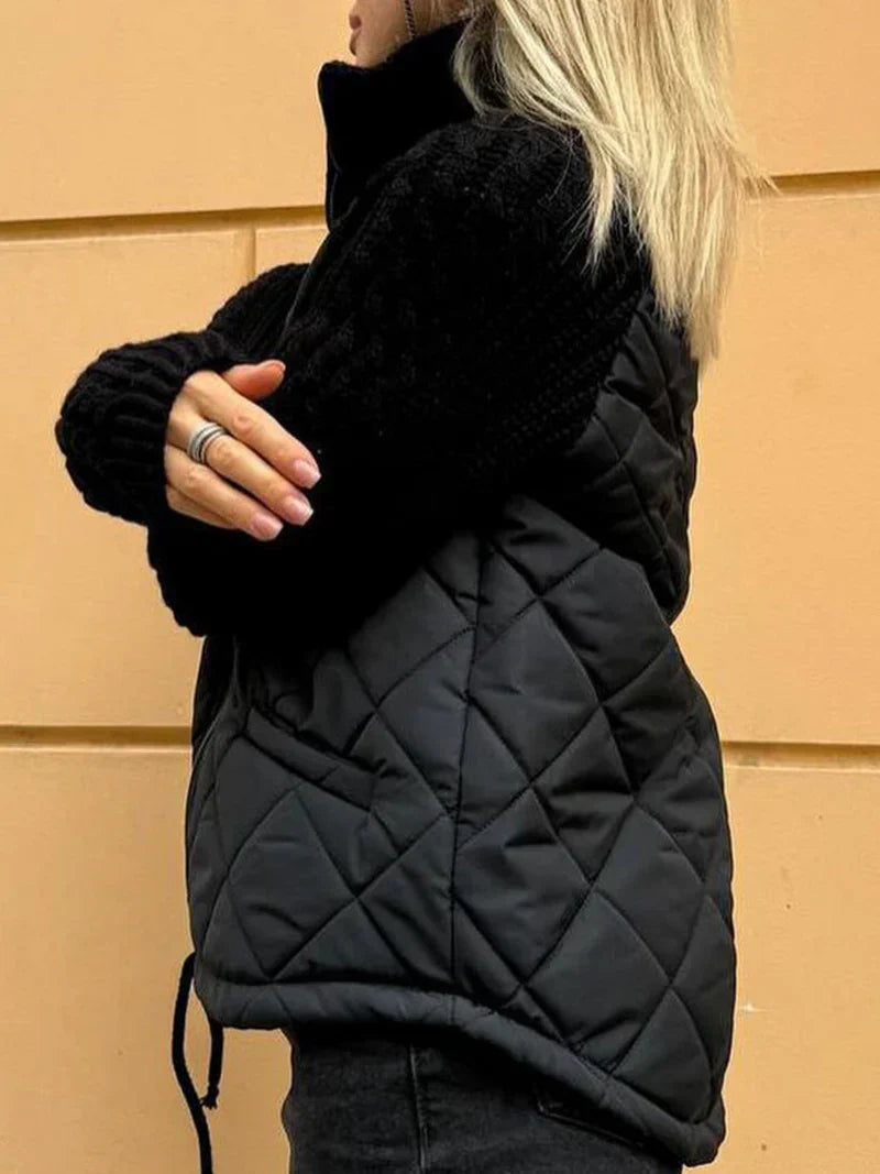 Myrivelle | Doudoune femme – Manches longues en maille, col montant, manteau d'hiver léger et chaud