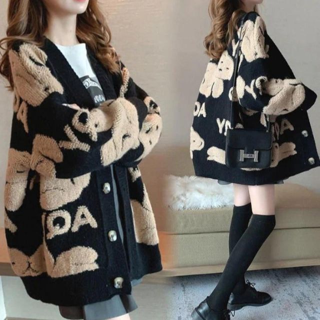 Rozanne | Grof gebreid oversized vest met speelse patronen voor dames