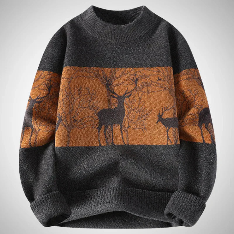 Pryceon | Gebreide herentrui met hertenmotief – Comfortabele vintage pullover voor casual gelegenheden