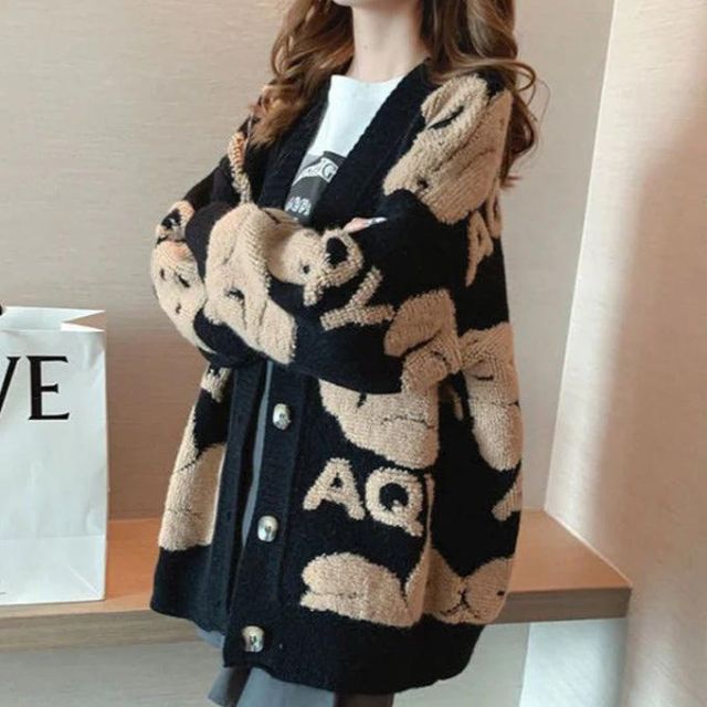 Rozanne | Grof gebreid oversized vest met speelse patronen voor dames