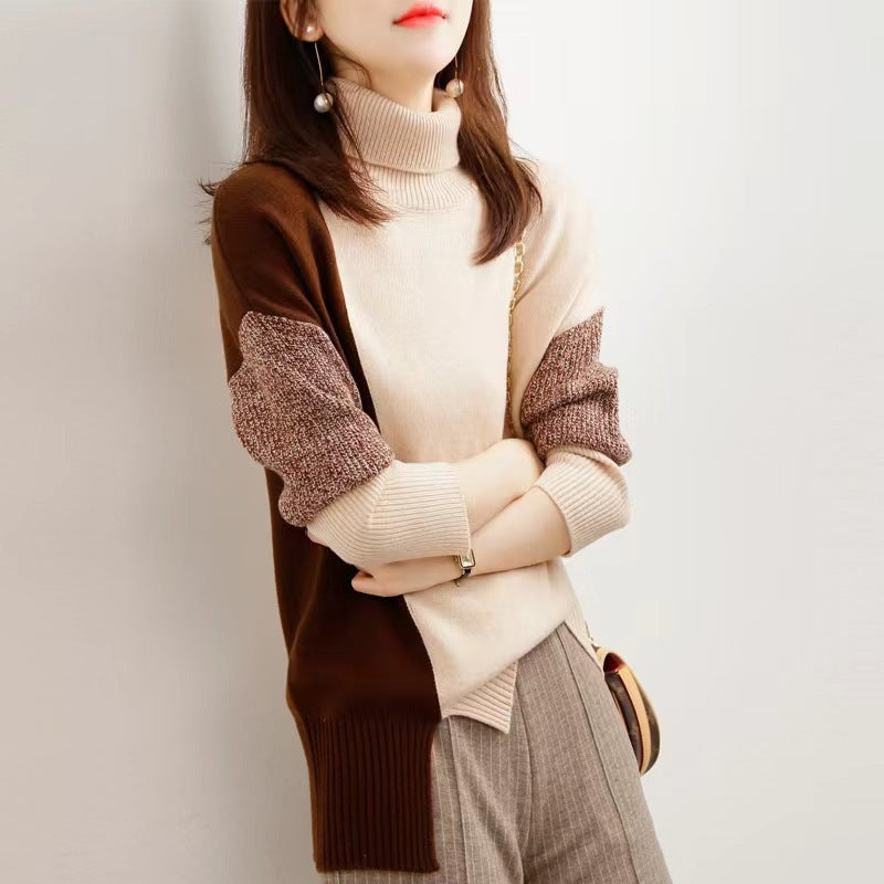 Adama | Elegante Kleur-Contrast Patchwork Coltrui voor Dames