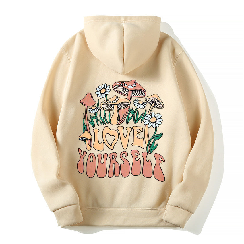 Thalissea | Sweat à capuche oversize pour femme avec inscription « Love Yourself », sweat-shirt décontracté et confortable