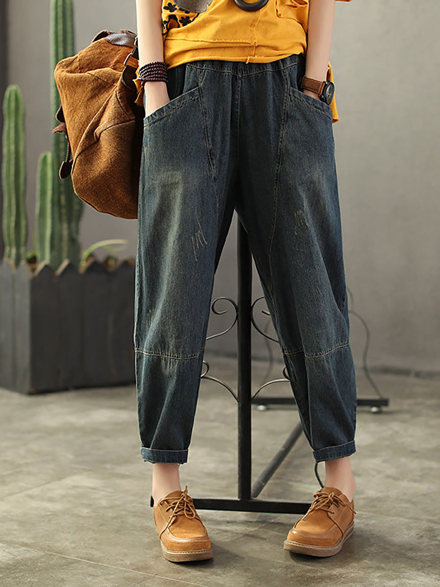 Velisseen | Vintage wijde broek jeans voor dames in grote maten – gewassen denim