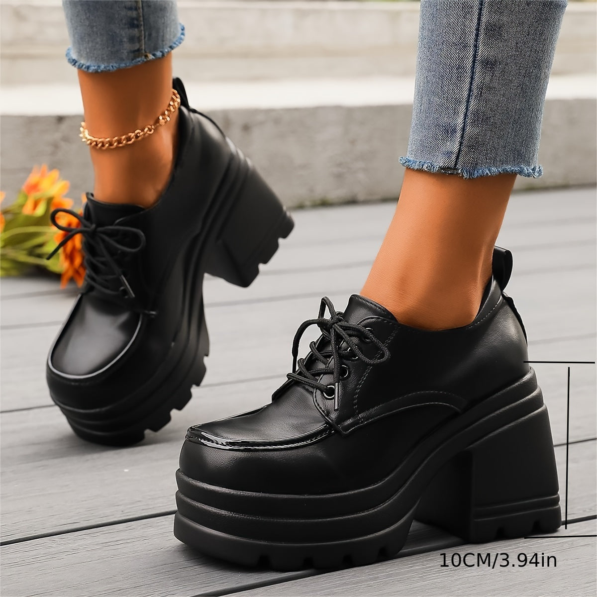 Plateforme | Chaussures Oxford rétro à plateforme pour femmes – chaussures à lacets robustes avec talons de style vintage