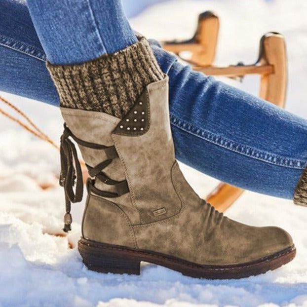 Glacette | Middenhoge winterlaarzen, premium leer, comfortabele binnenzool, stijlvol en duurzaam,