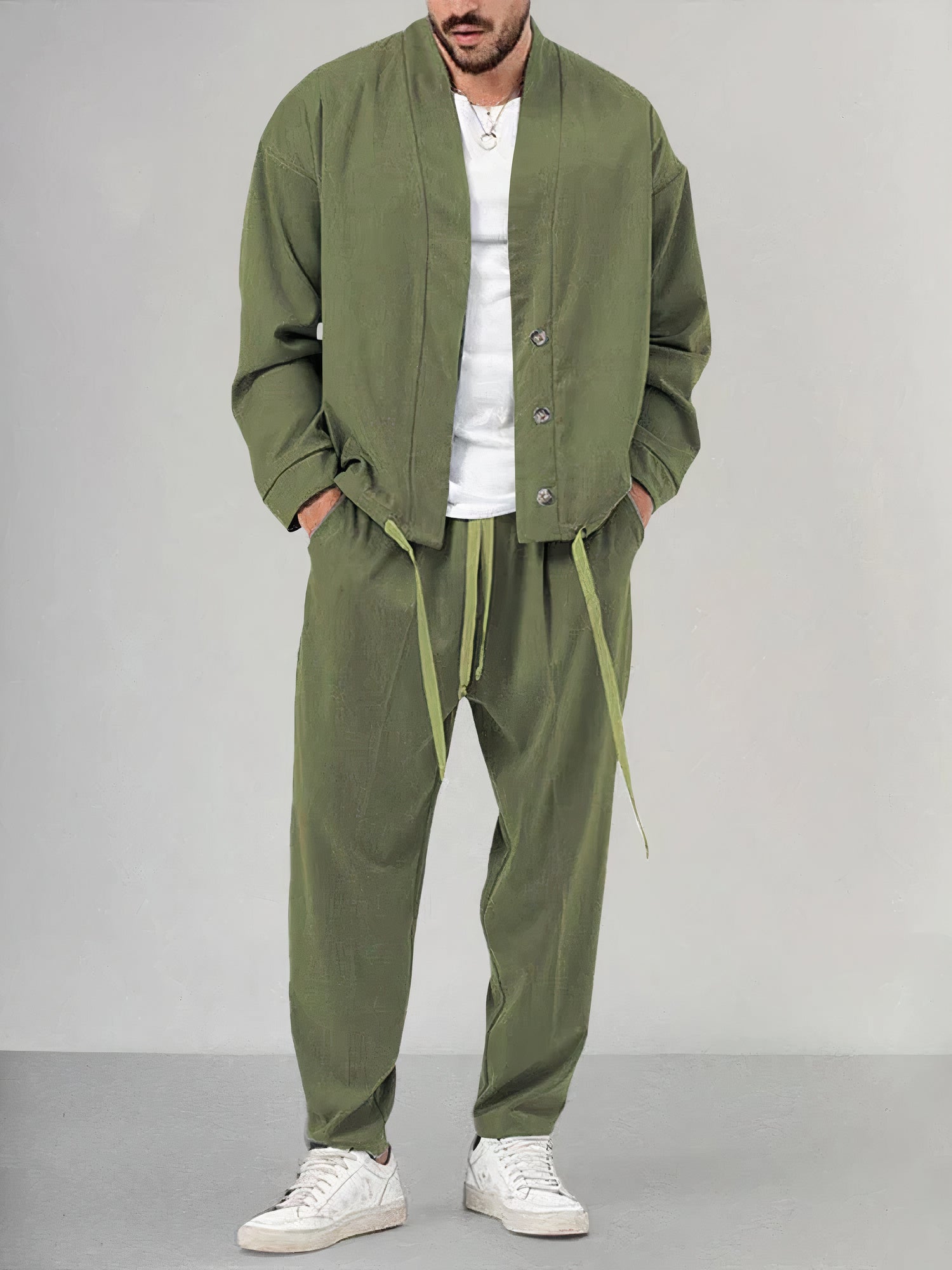 Othmar | Heren 2-delige set - Comfortabele jas & broek met koord, casual outfit voor mannen