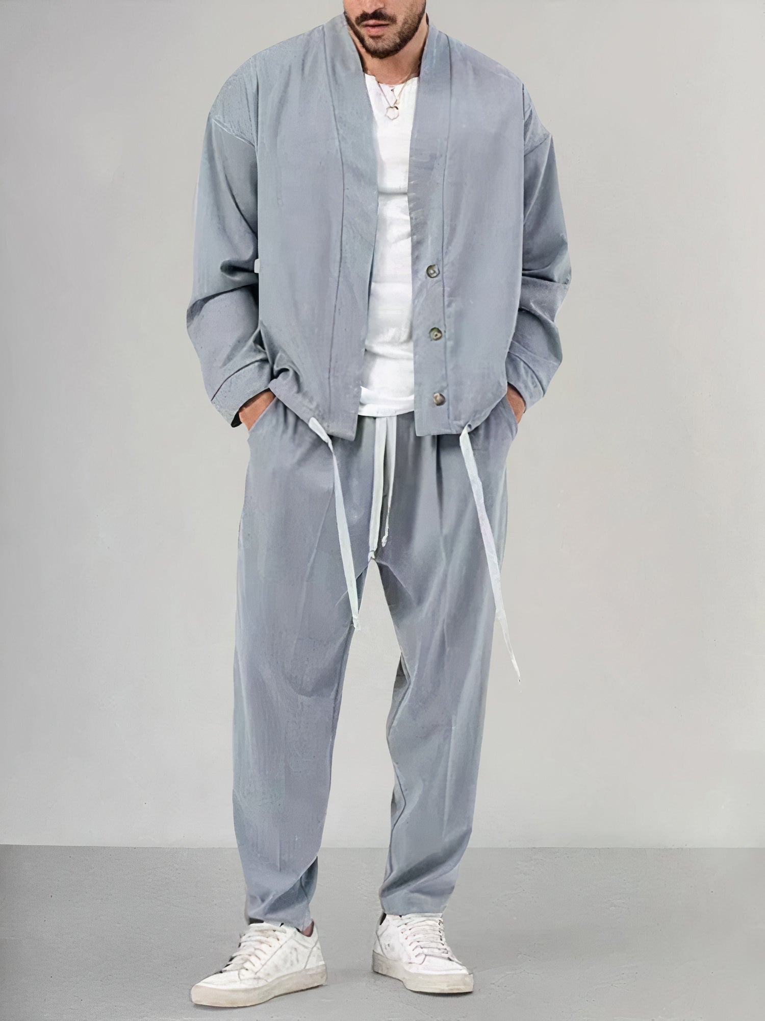 Othmar | Heren 2-delige set - Comfortabele jas & broek met koord, casual outfit voor mannen