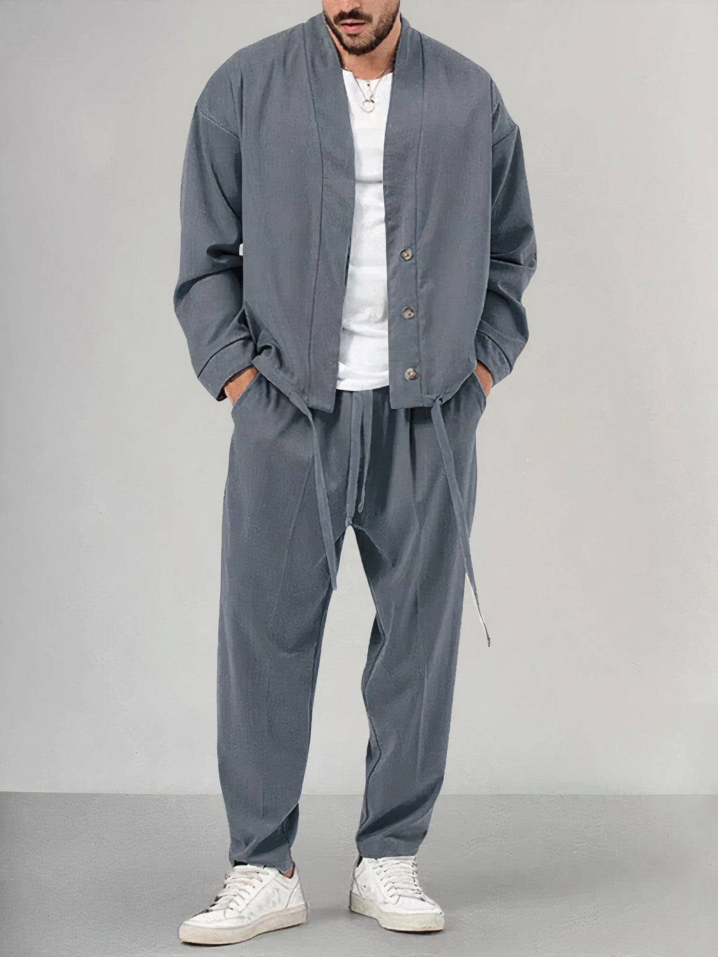 Othmar | Heren 2-delige set - Comfortabele jas & broek met koord, casual outfit voor mannen