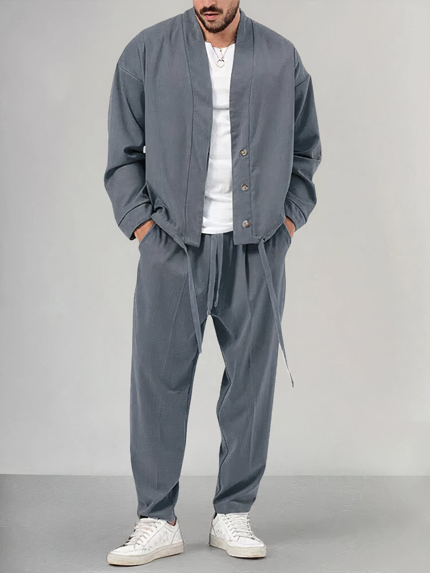 Othmar | Heren 2-delige set - Comfortabele jas & broek met koord, casual outfit voor mannen