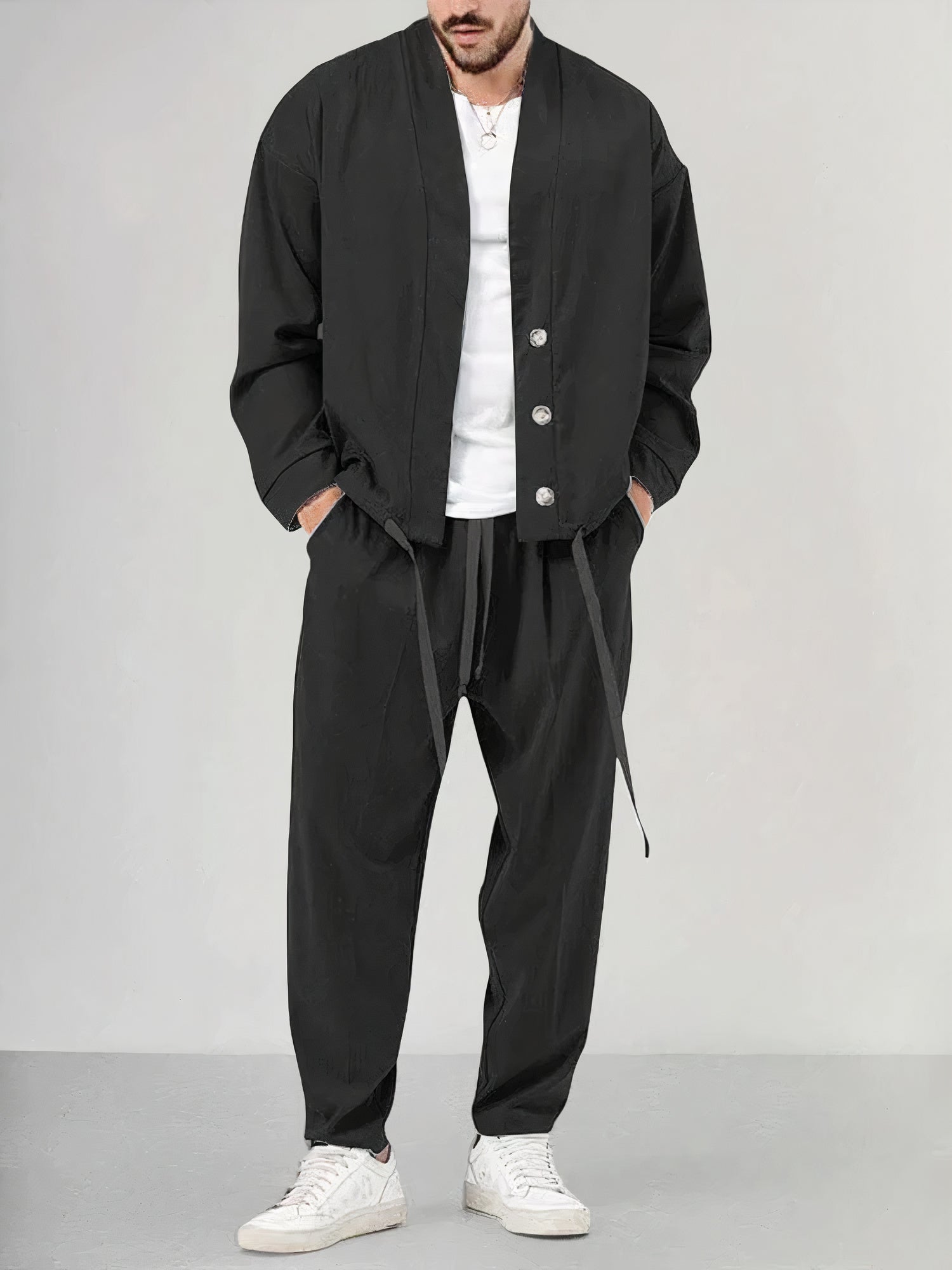 Othmar | Heren 2-delige set - Comfortabele jas & broek met koord, casual outfit voor mannen