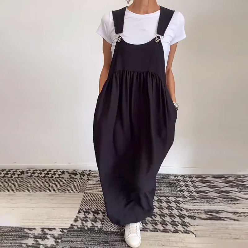 Lirra | Casual midi-overall, luchtige zomerjurk met spaghettibandjes