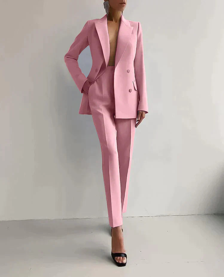 Fiorayne | Damespak met double-breasted blazer en broek – Elegante werkkleding, formele avondoutfit