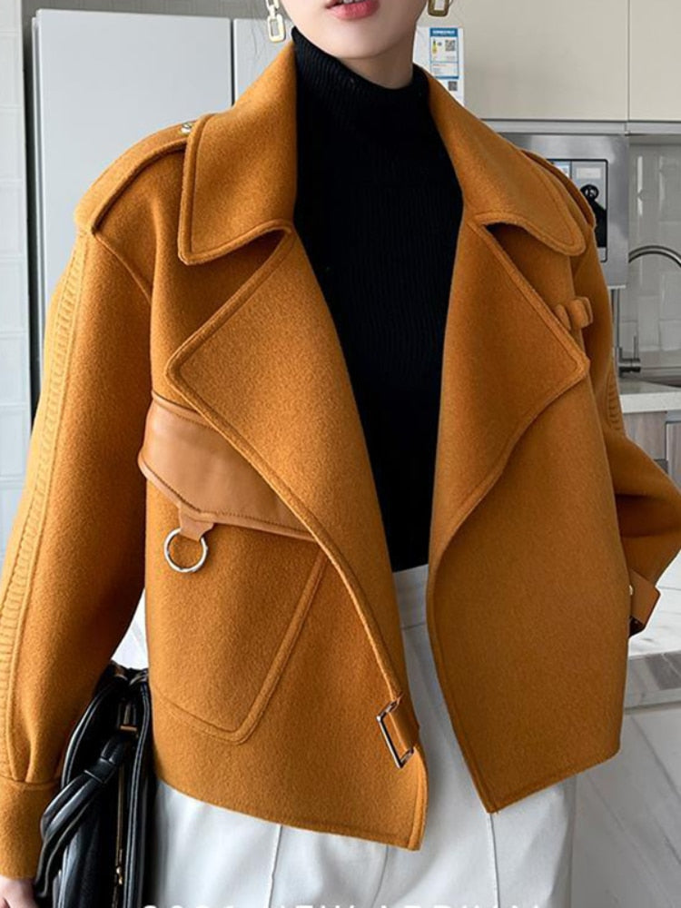 Della | Elegante wollen korte jas voor vrouwen met klassieke omgekeerde kraag - stijlvolle winterjas
