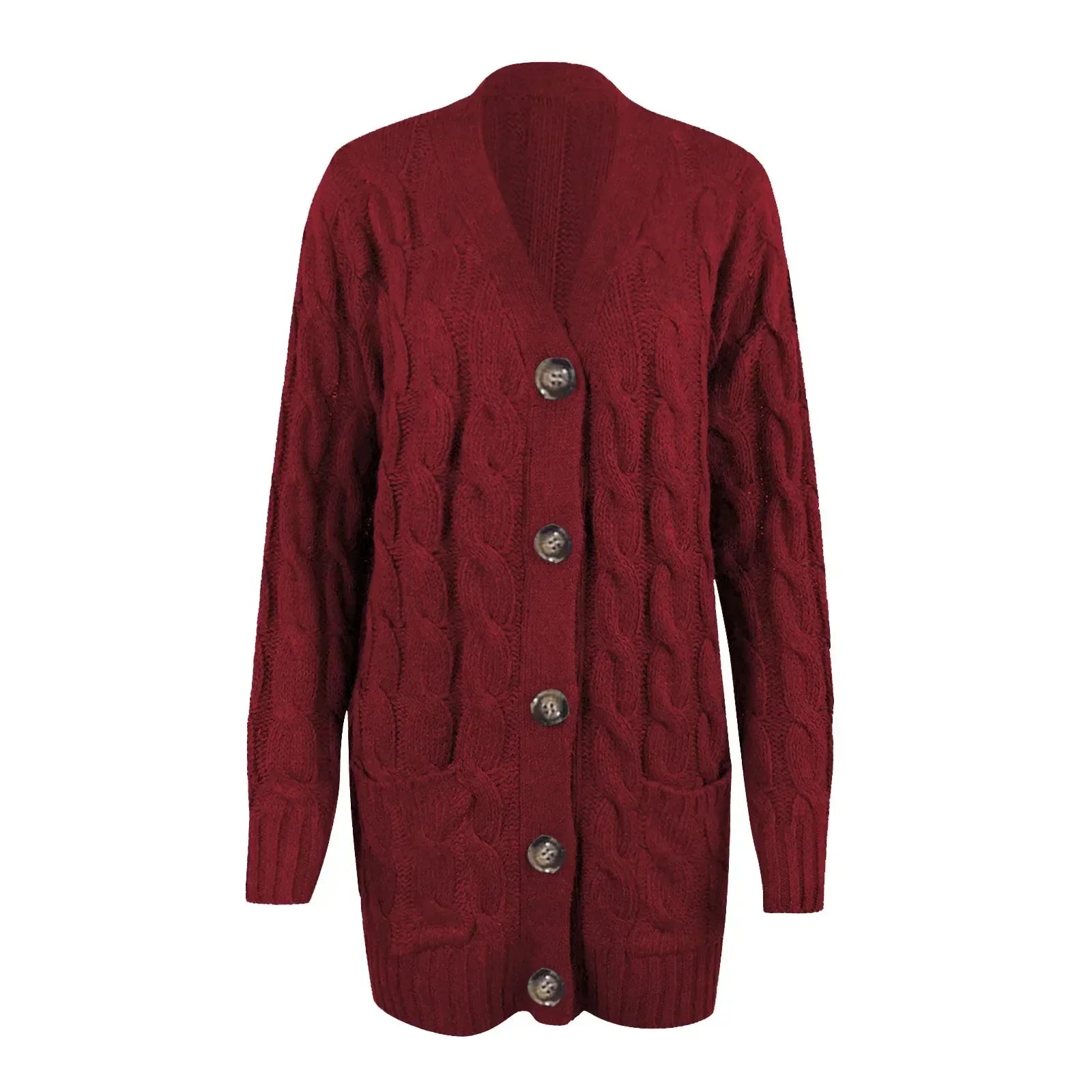 Briseis | Classic V-neck Knitted Cardigan with Pockets - Cozy Lightweight Sweater