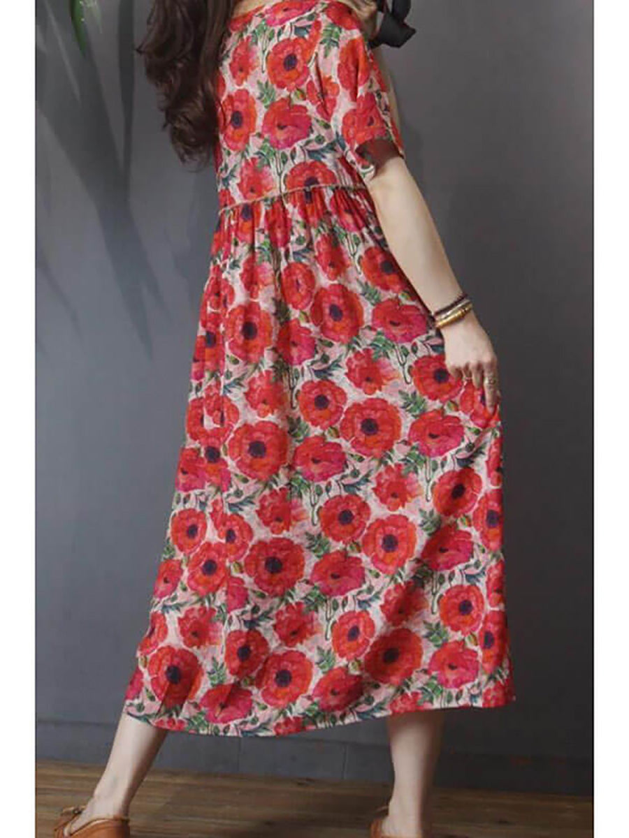 Jysara | Zomerjurk met bloemenprint in grote maten – Vintage casual A-lijn jurk met korte mouwen