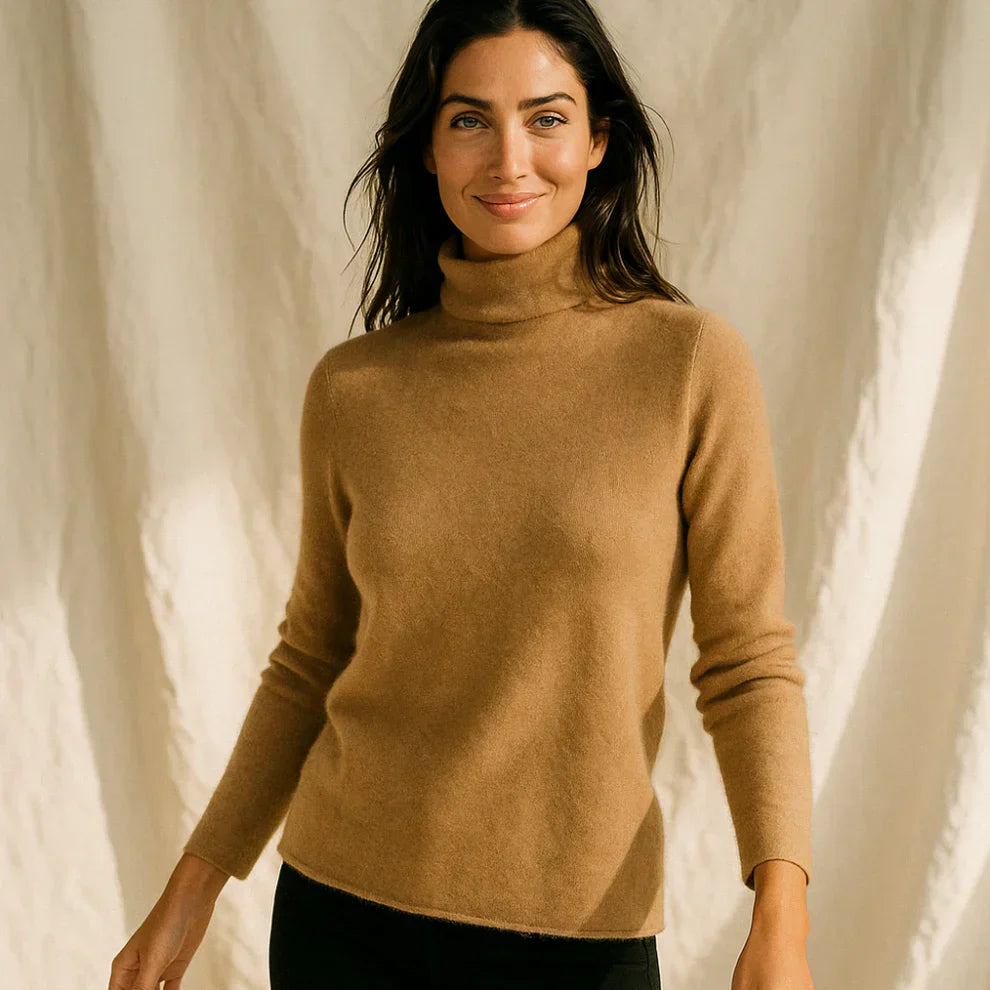Kirelyn | Dameskasjmiergevoelige coltrui, slim fit gebreid