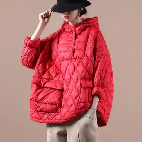 Delphira | Oversized pufferjas voor dames – Lichtgewicht gewatteerde jas met capuchon