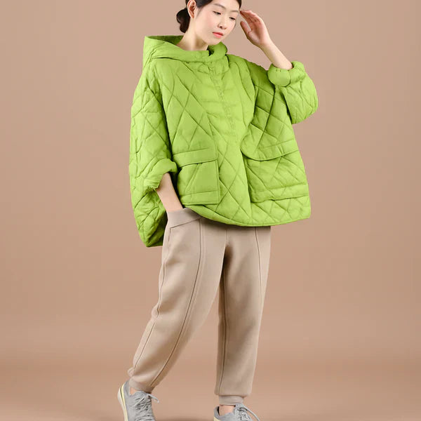 Delphira | Oversized pufferjas voor dames – Lichtgewicht gewatteerde jas met capuchon