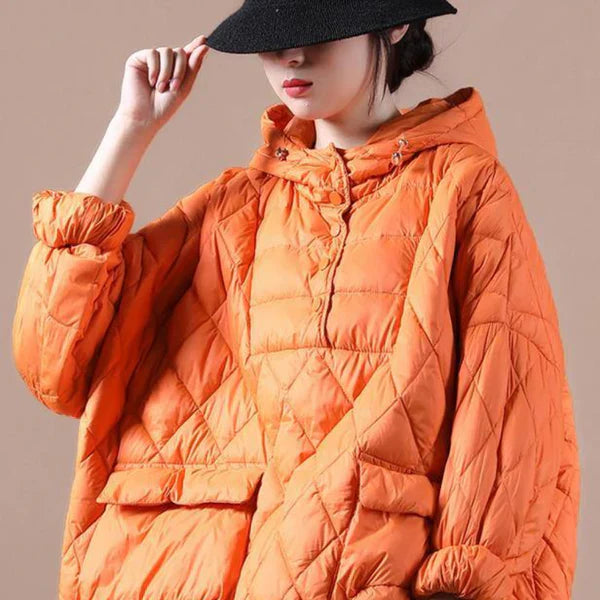 Delphira | Oversized pufferjas voor dames – Lichtgewicht gewatteerde jas met capuchon