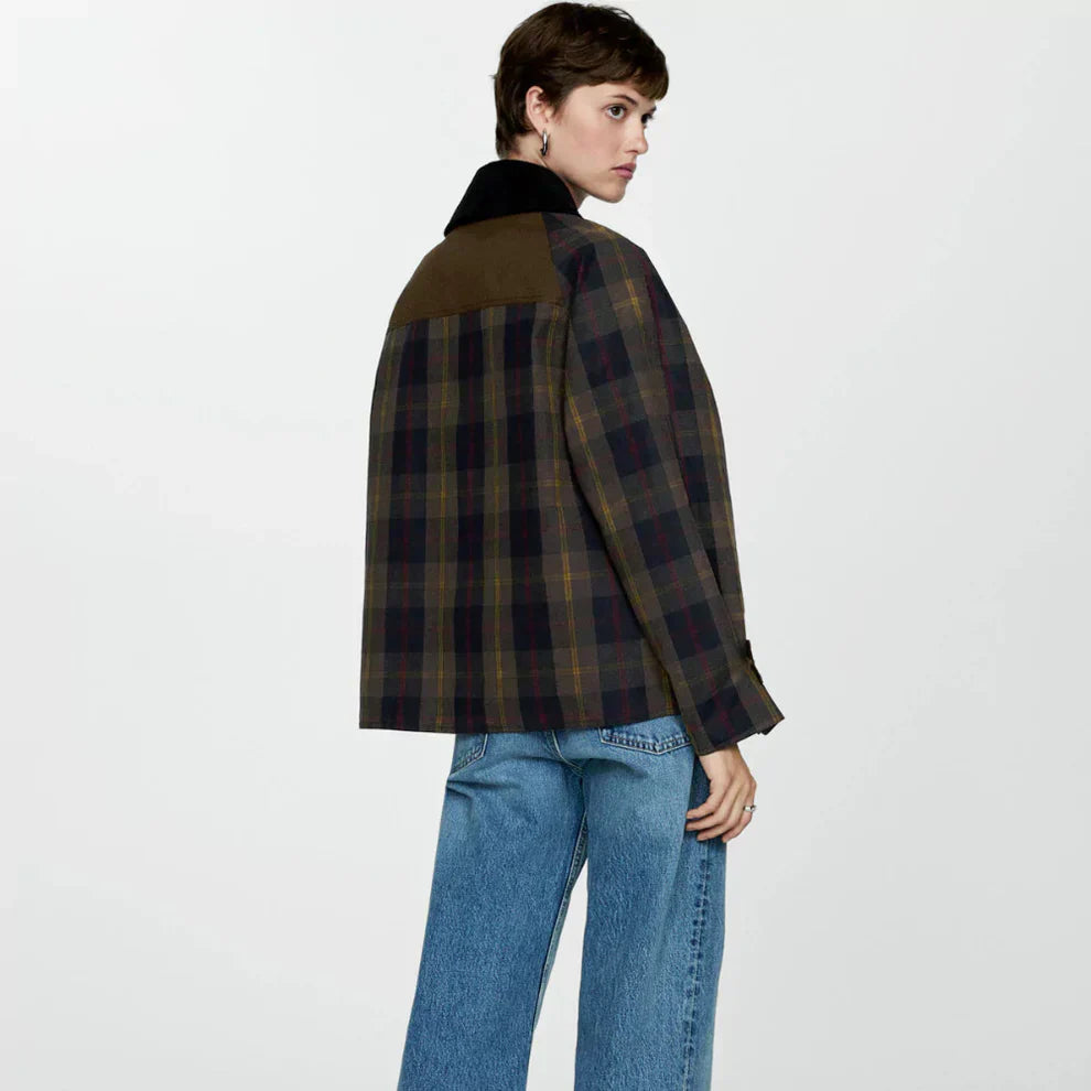 Miraya | Oversized geruite werkjas voor dames – Werkjas met lange mouwen en knopen