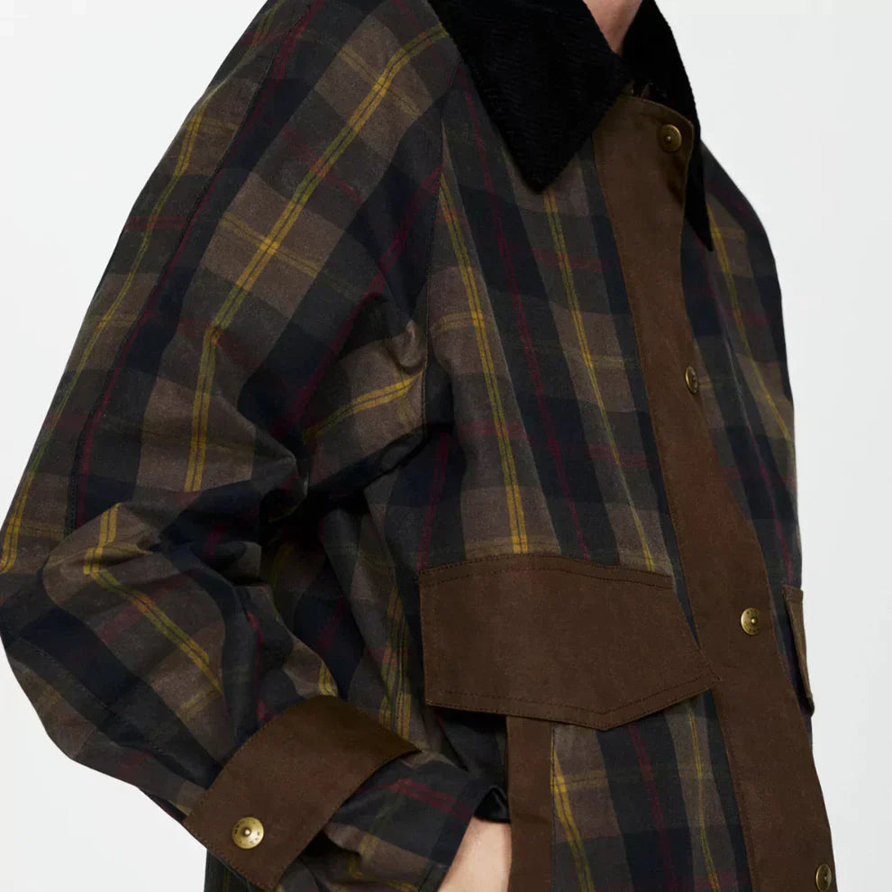 Miraya | Oversized geruite werkjas voor dames – Werkjas met lange mouwen en knopen