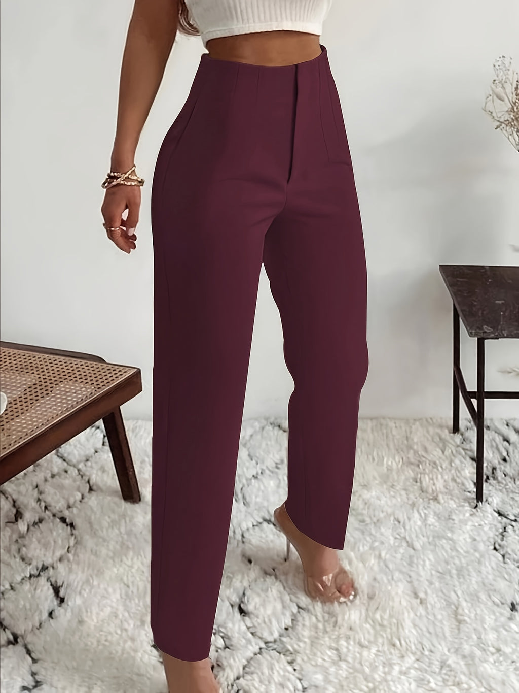 Devika | Straight-leg women's high-waisted trousers - Comfortable, stylish, and versatile work and leisure trousers