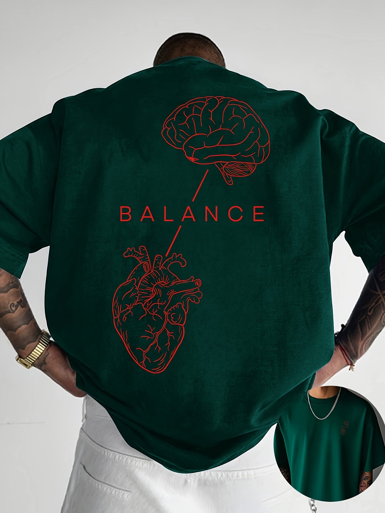 Rhysen | Heren T-shirt met grafische print – ontwerp op voor- en achterkant