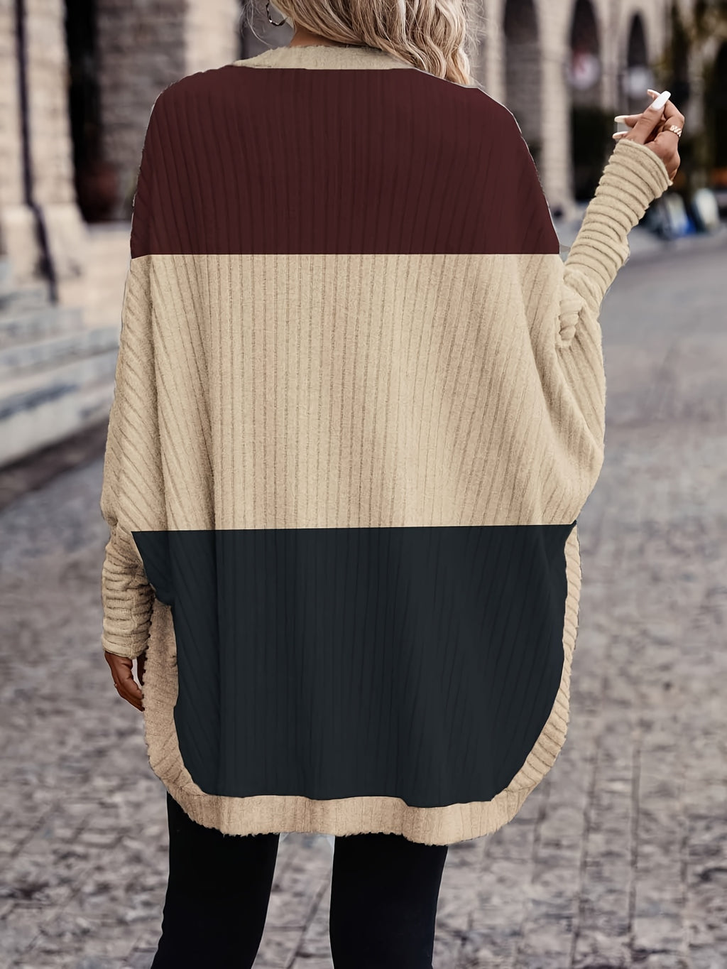Valyra | Oversized gebreid vest met kleurblokken voor dames – Casual losse lentetop