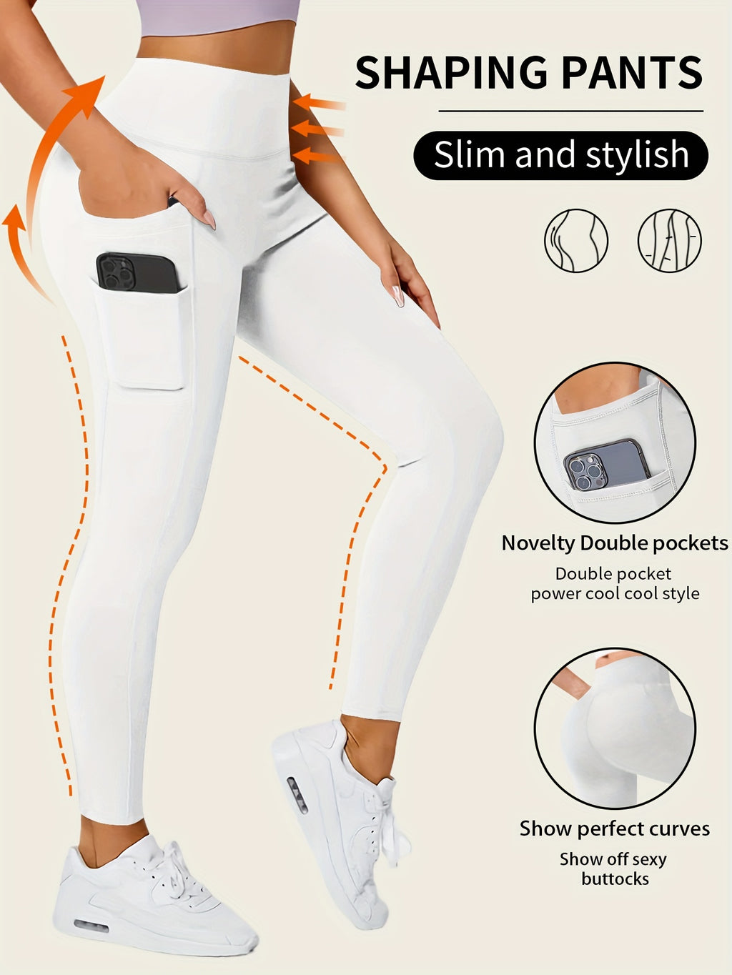 Daelric | Naadloze legging met hoge taille voor dames - boterzacht, elastisch en met zakken