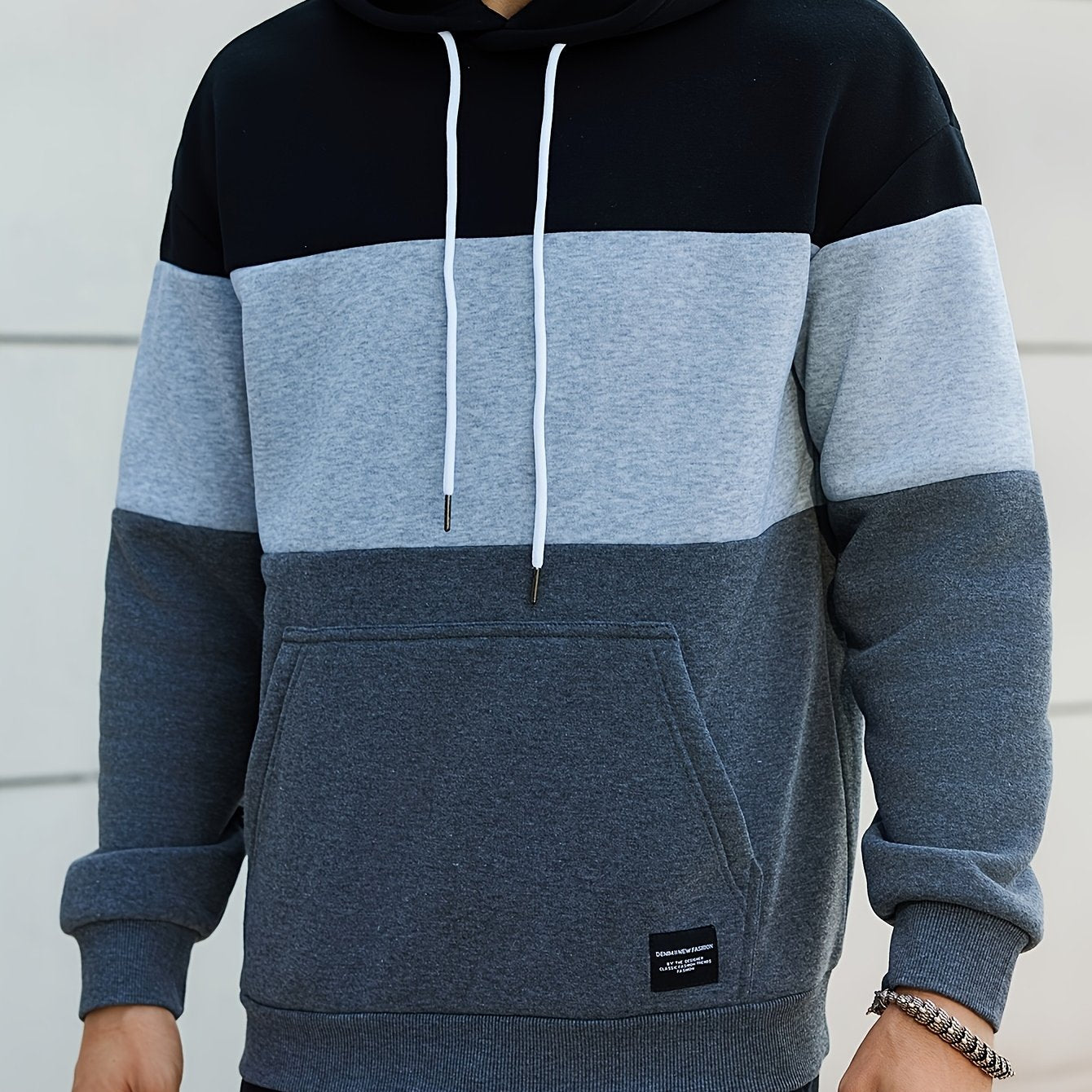 Eitan | Oversized hoodie voor heren met kleurblokken – Tweekleurige pullover met zakken