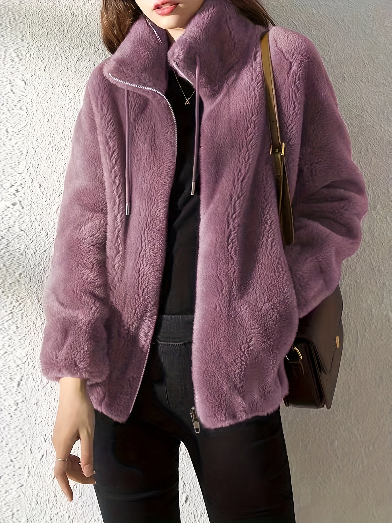 Malirae | Warme fleece jas met ritssluiting voor dames – hoge kraag,  comfortabele winterjas voor buiten