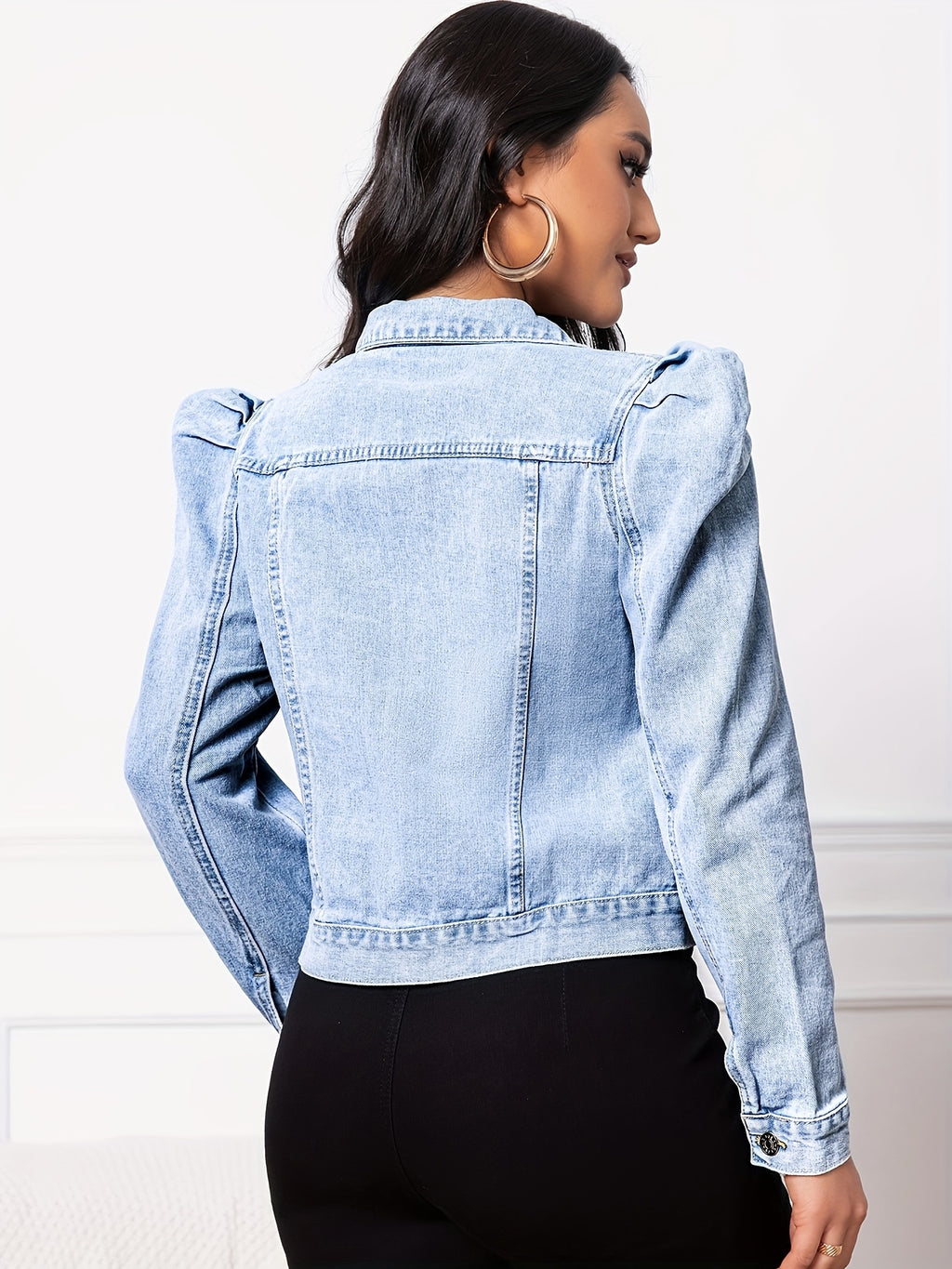 Floriane | Elegante denim damesjas - pofmouw, casual en chique bovenkleding