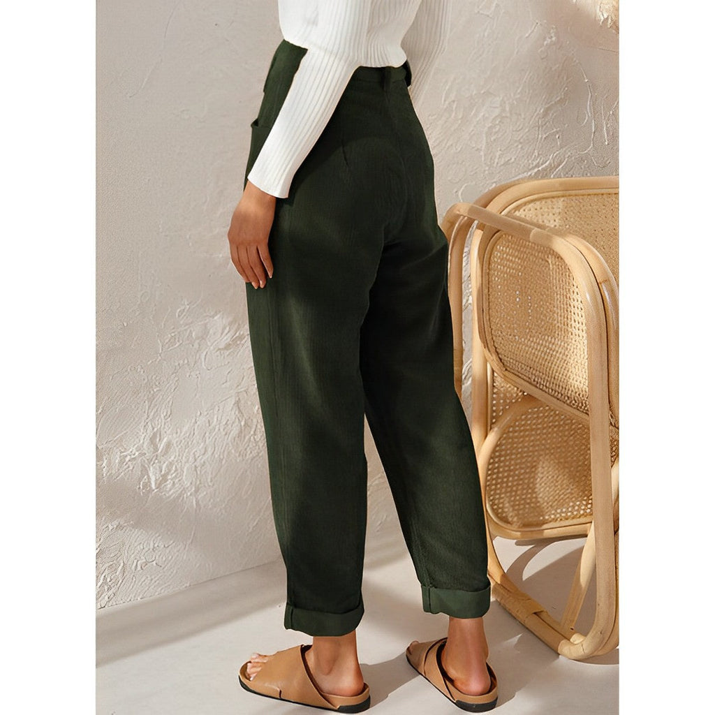 Marguerite | Women's High-Waisted Corduroy Trousers - Vintage & Comfortable Pants