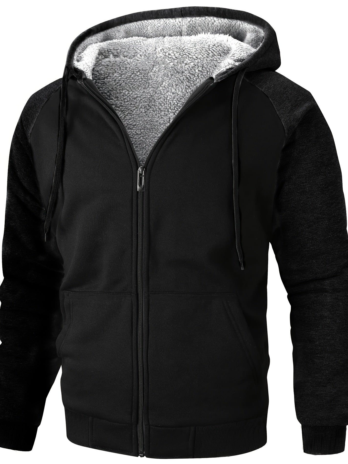 Andor | Heren fleece sweatshirt jack met capuchon - effen kleur, lange mouwen, casual warme bovenkleding