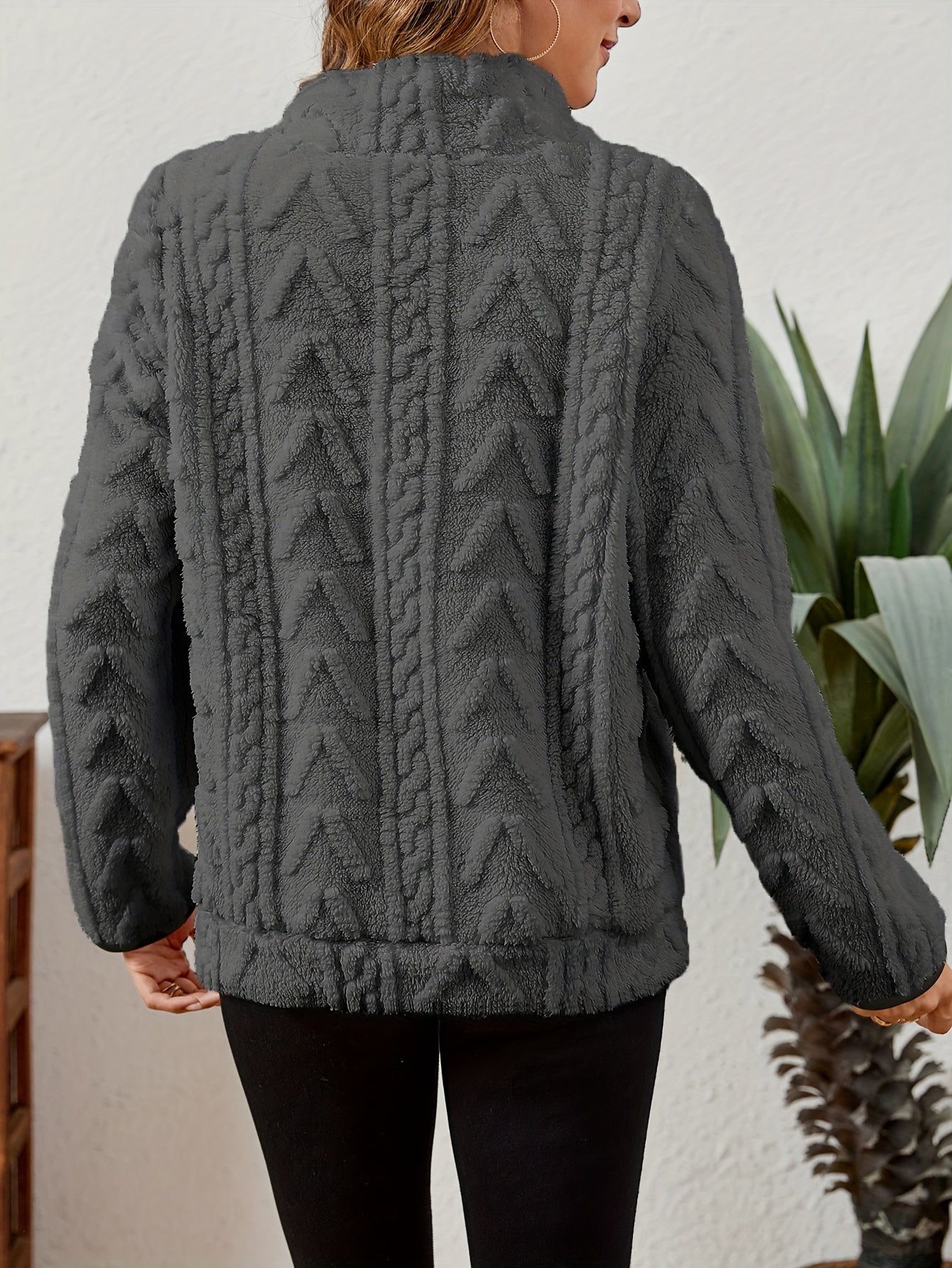 Iduna | Damestrui met halve rits – Comfortabel fleecesweatshirt met grote zakken, casual trui