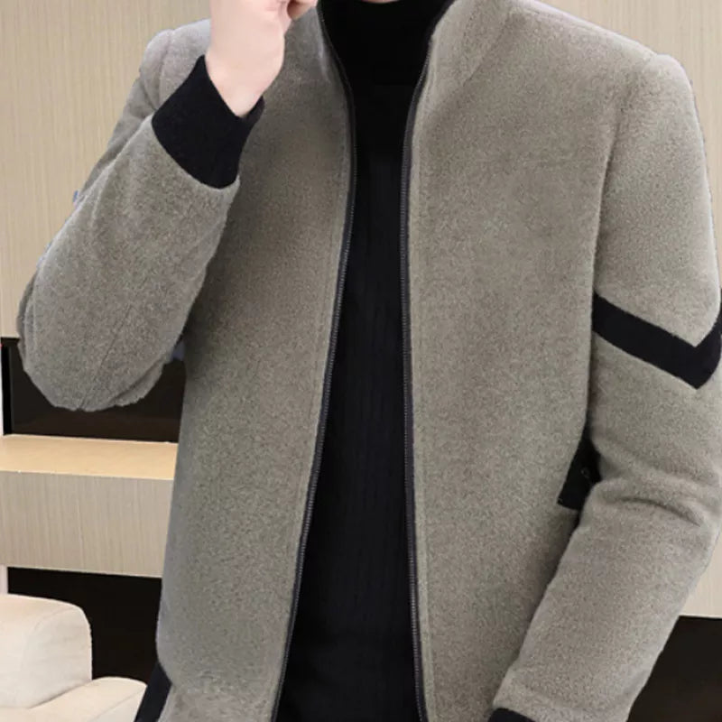 Djurre | Winterjas voor heren van tweed – dik gevoerde, warme jas met wol-look, jas voor koud weer