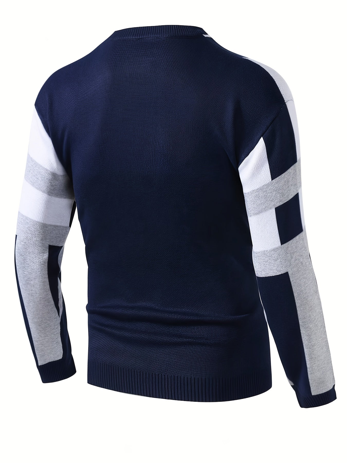 Emrys | Trui met ronde hals en kleurblok voor heren - Trendy thermische trui voor de winter met lijnenpatroon