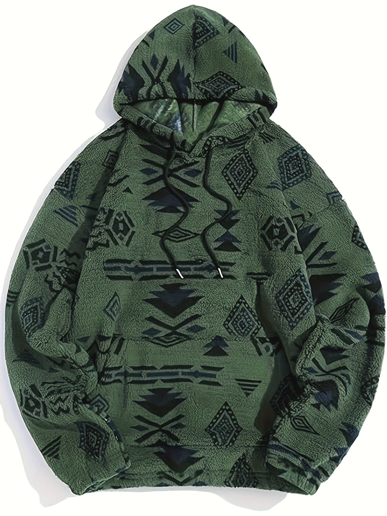 Dario | Herenhoodie met Aztekenprint en pluche - Casual Flannel, fleece gevoerd, lange mouwen, verstelbaar rijgsnoer