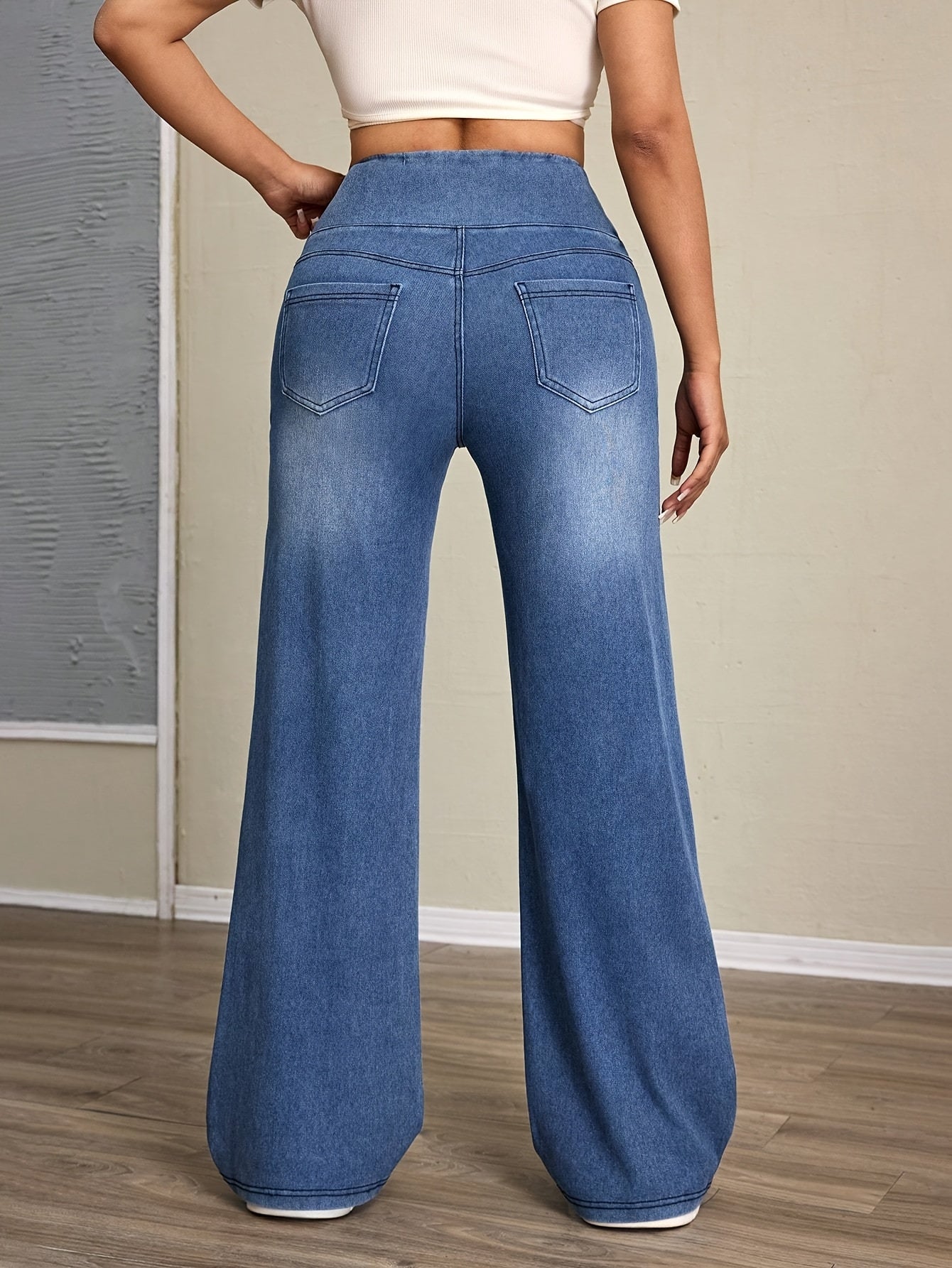 Kaelyra | Yogabroek voor dames met hoge taille en wijde pijpen – Losvallend, rekbaar, comfortabel, buikcontrole