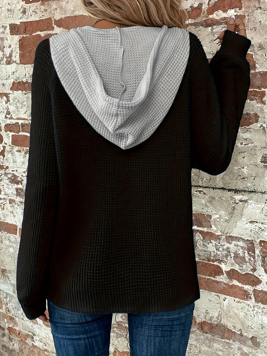 Ulyssia | Oversized Knitted Hoodie with Drawstring - Button Closure, Casual Sweatshirt