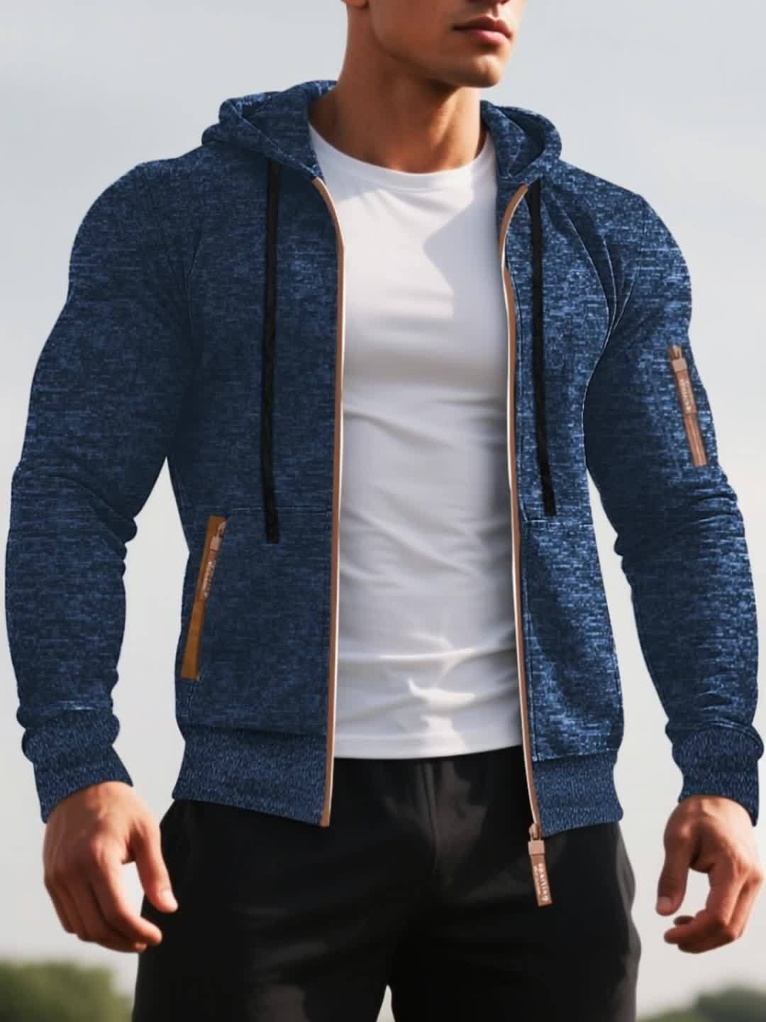 Caslan | Heren sweaterjack met capuchon en ritssluiting – Lichtgewicht casual hoodie