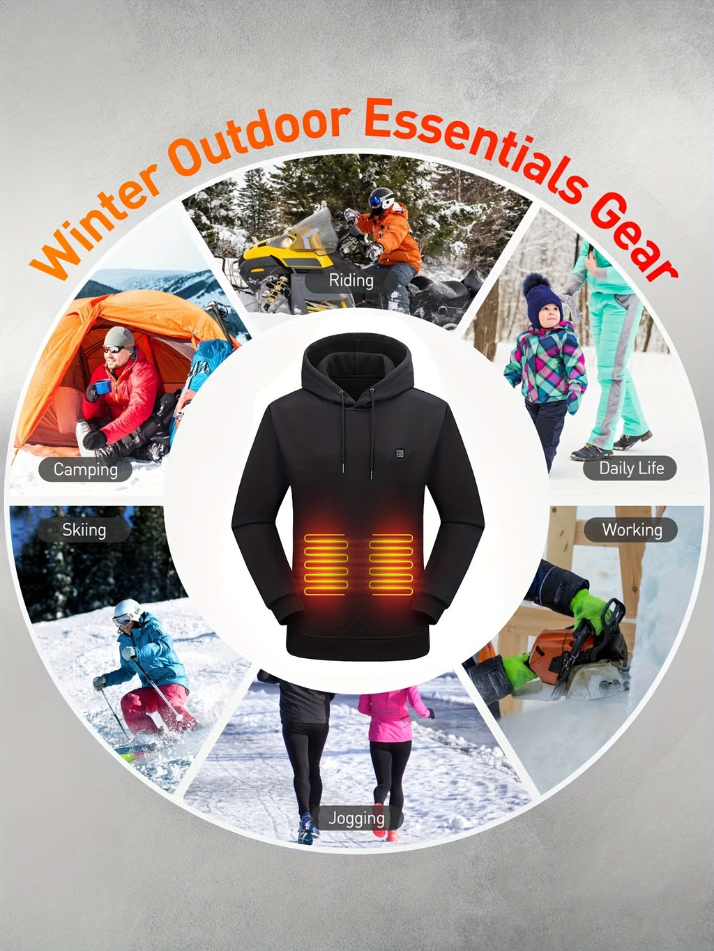 Alexis | Verwarmde Hoodie met 7 verwarmingszones - Snel opladen via USB, slimme temperatuurregeling, kangoeroezak