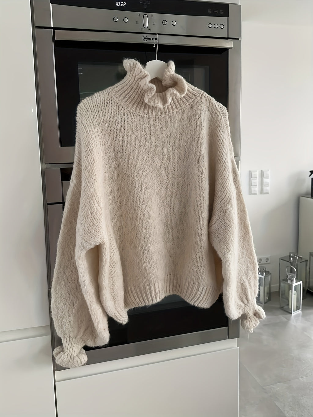 Elowyn | Elegante coltrui voor dames - Gezellige trui met lange mouwen, gerafelde hals en manchetten, machinewasbaar