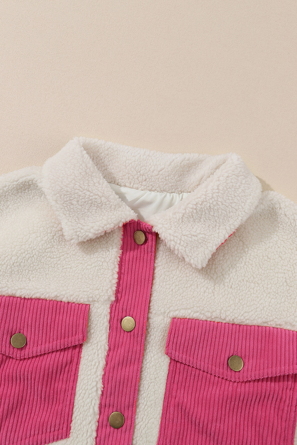 Fiorella | Multicolor sherpa corduroy Knoopsluiting Gewatteerd damesjack