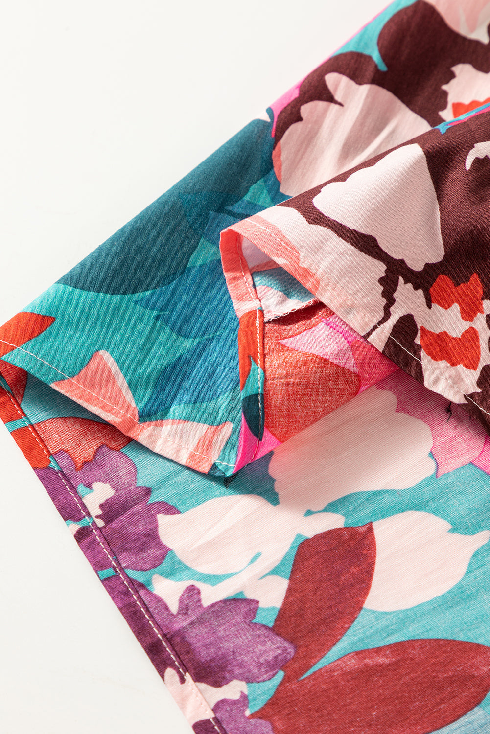 Ysoria | Blouse with Floral Puffed Sleeves and Notched V-Neck - Elegant Women's Top