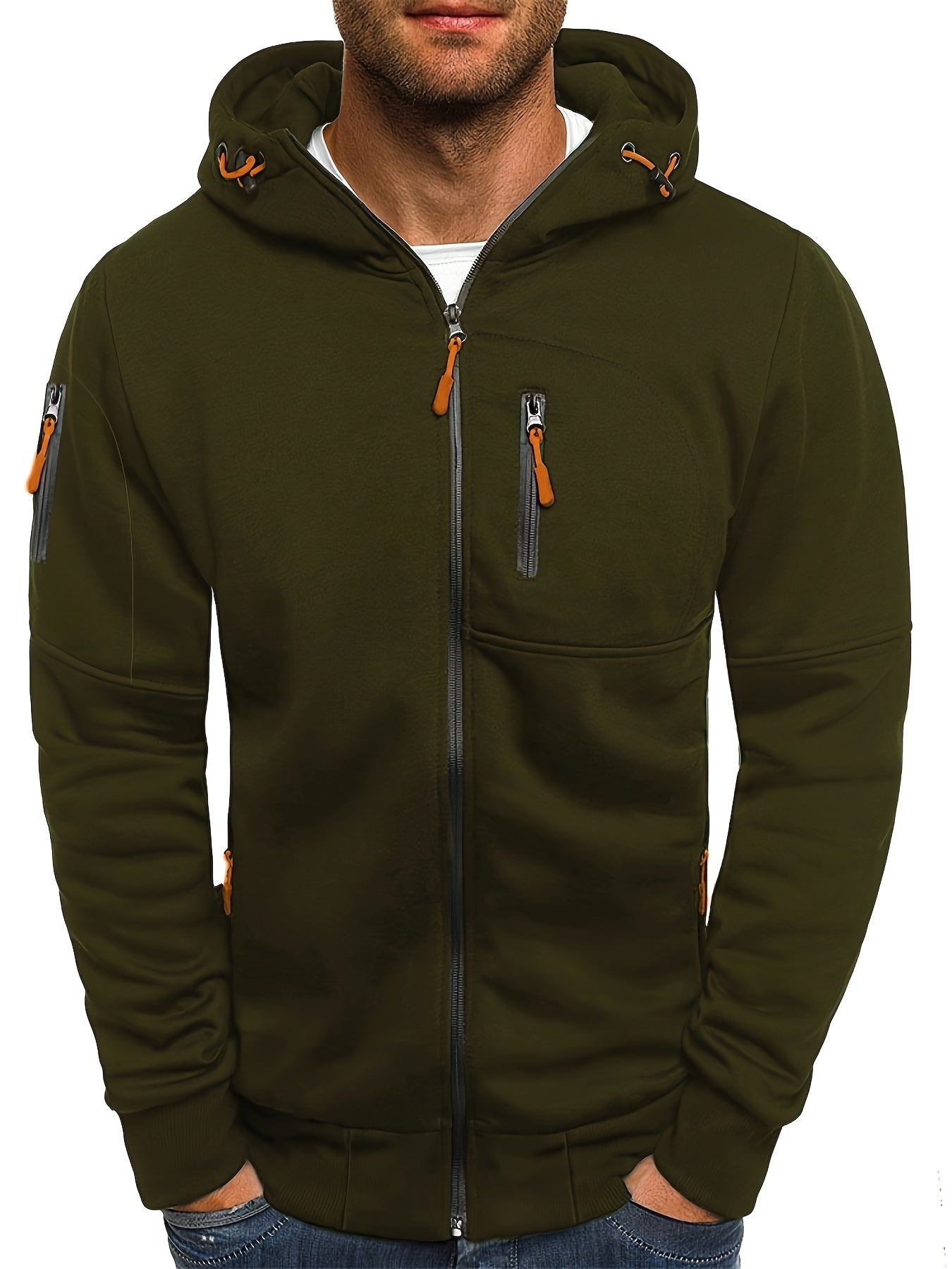 Gian | Men's hooded full-zip sports jacket - Casual full-zip hoodie