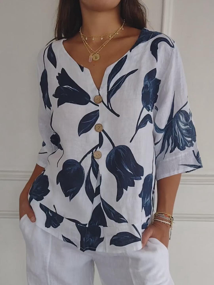 Brunhilde - Chemise à col en V pour femmes
