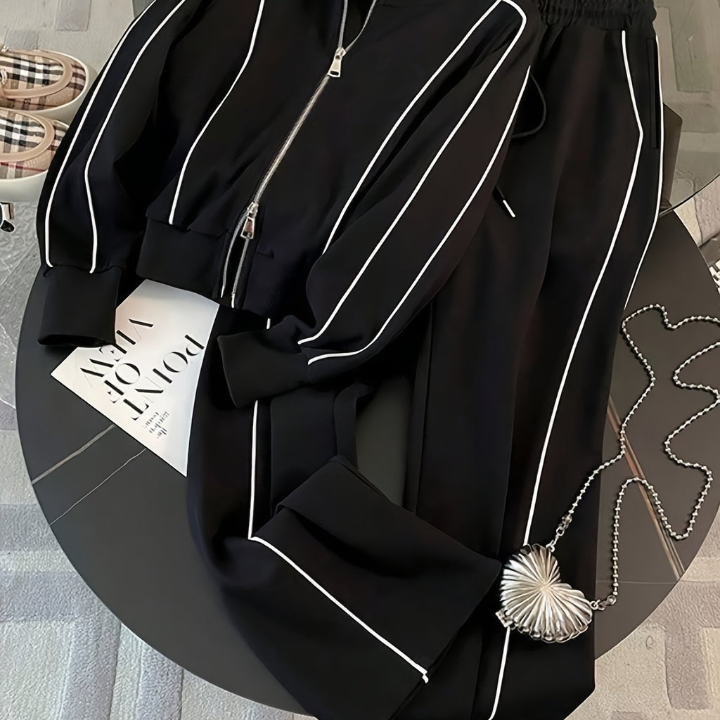 Marielis | Casual tweedelige sportkleding voor dames – Sweatshirt met ritssluiting en joggingbroek